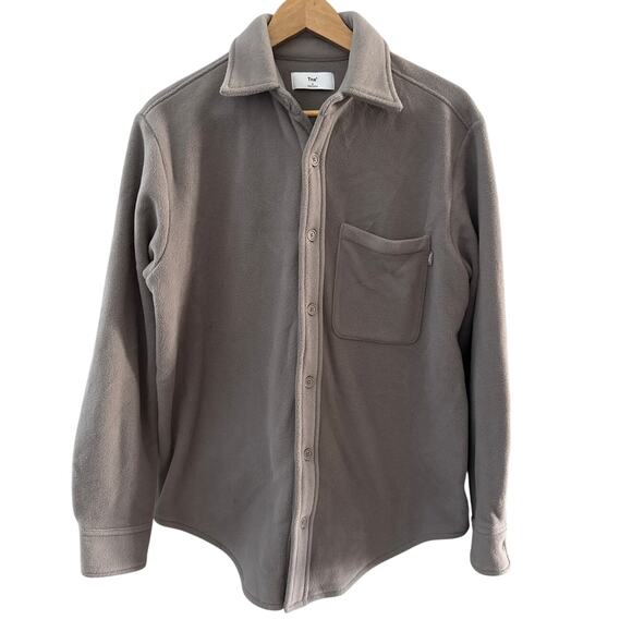 Aritzia TNA Polar Fleece Button up Shirt Jacket Taupe Size 2 (Large) - Picture 4 of 12
